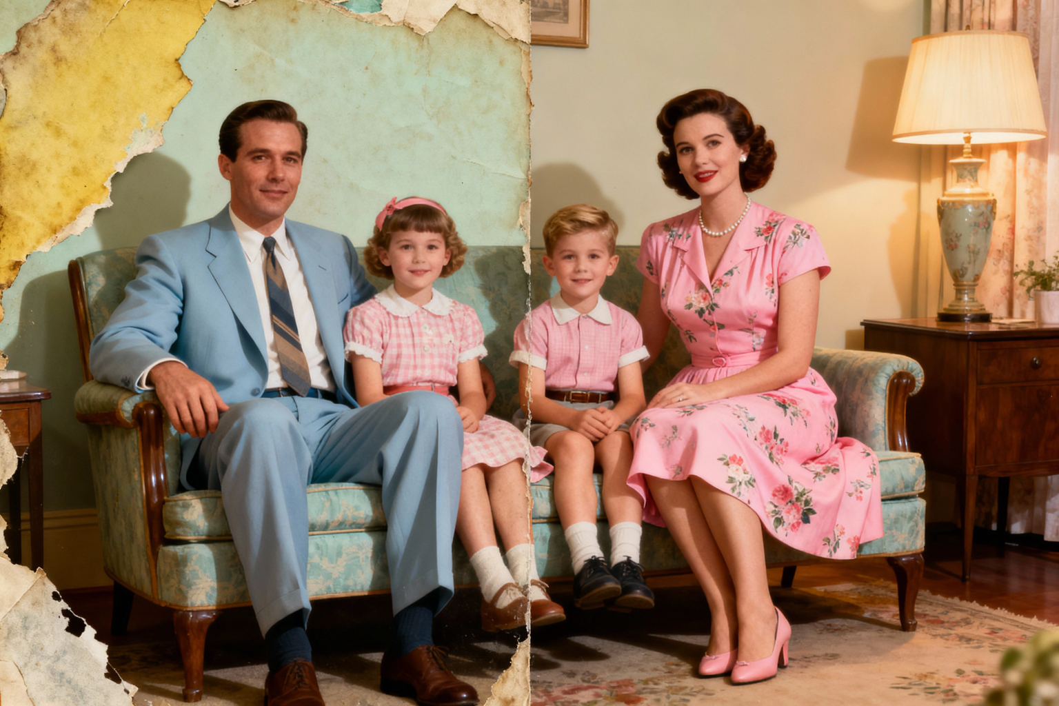 a beautifully restored vintage family portrait