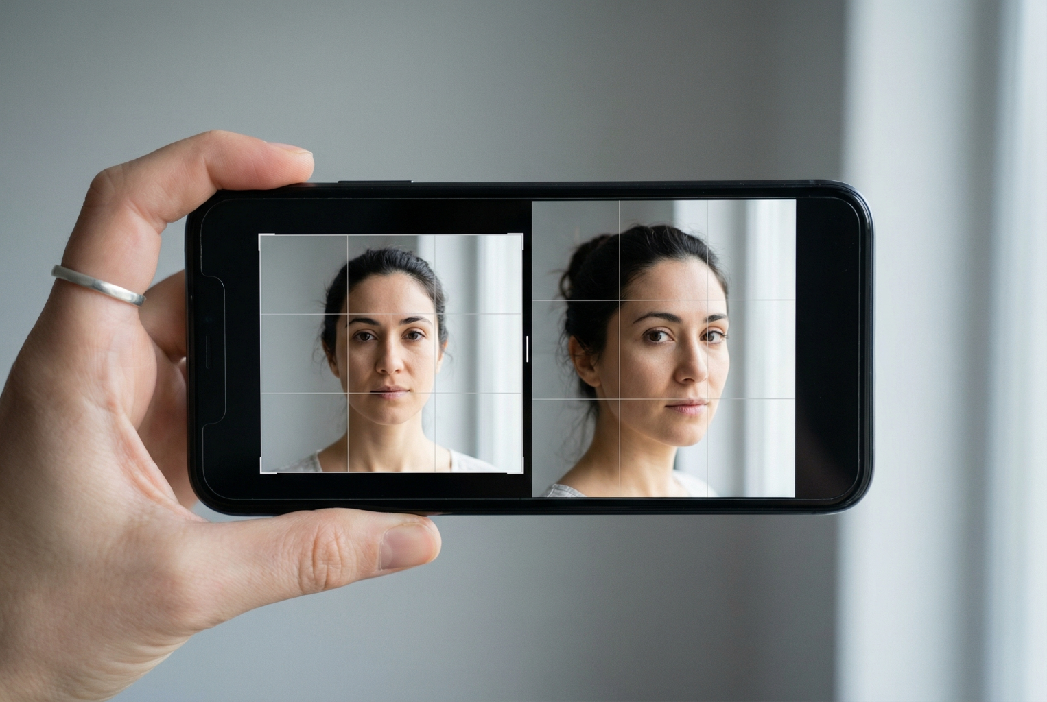 close up of a hand holding a smartphone