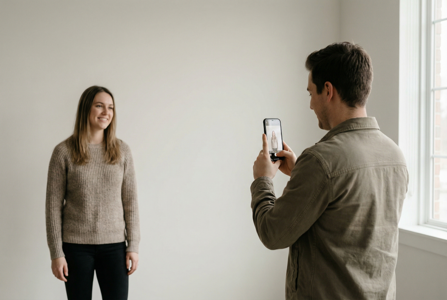 photo showing a photographer using an iphone