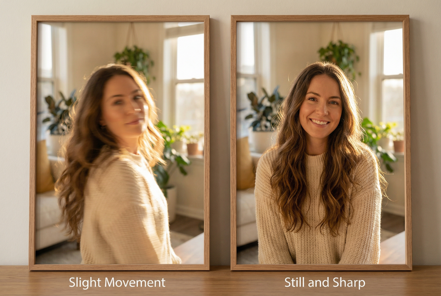 side by side images left slight subject movement