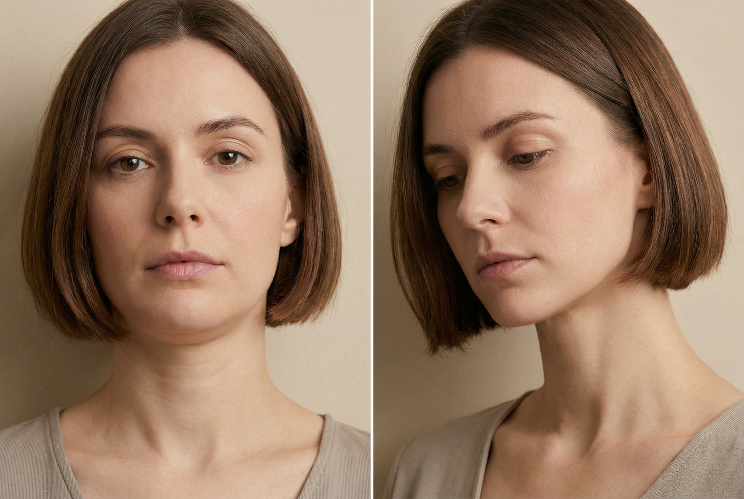 two close up portraits of the same person