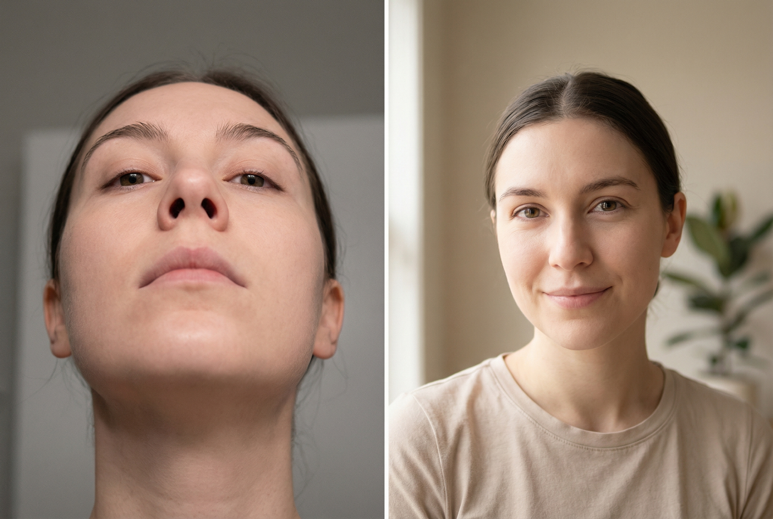 two portrait comparison of the same person