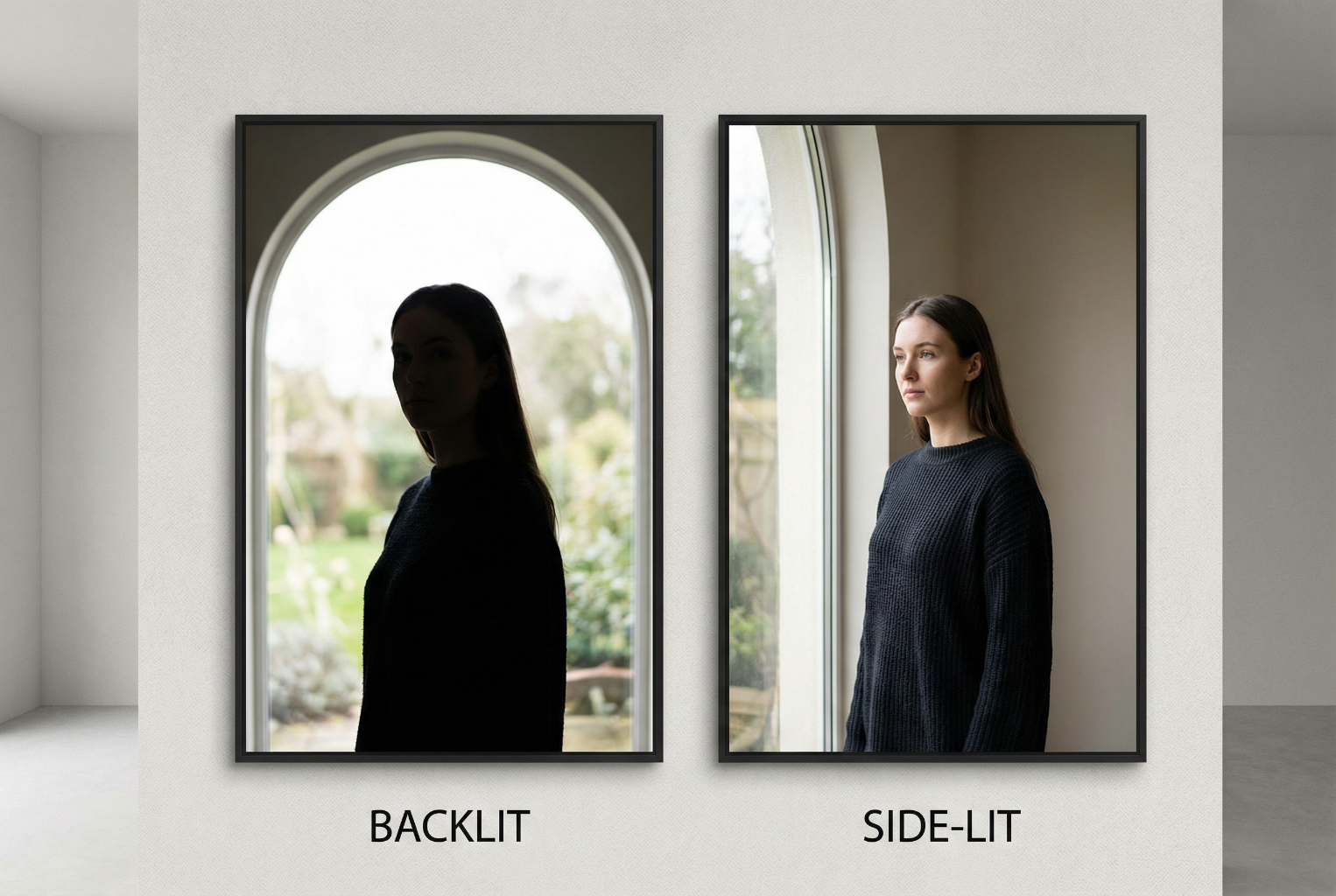 two portraits indoors near a large window