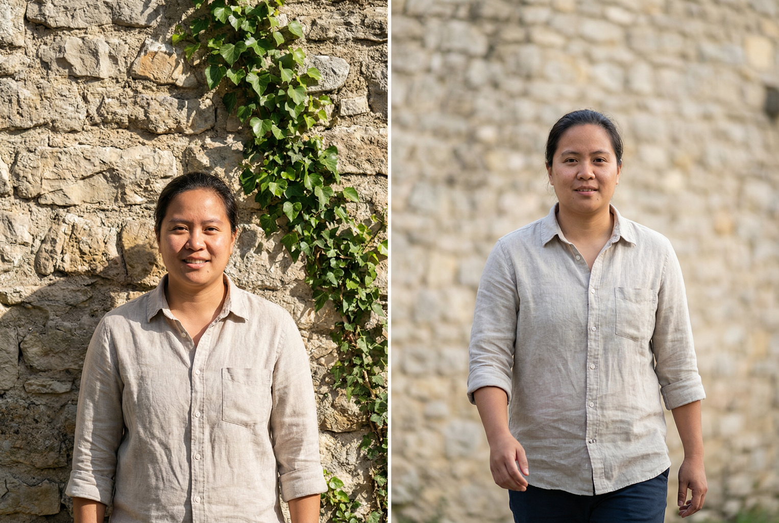 two portraits of the same person left image shows